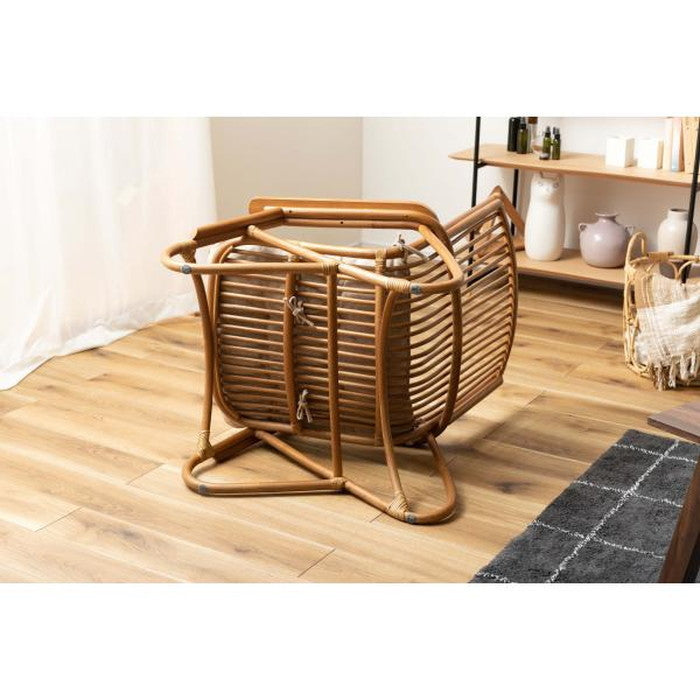 パーソナルチェア ブラウン W66×D74×H82×SH42 パーソナルチェア ラタンチェア チェア 椅子 いす おしゃれ 天然木 ラタン 籐 クッション アジアン リゾート 一人掛け 1人掛け azu-nrs-509の画像