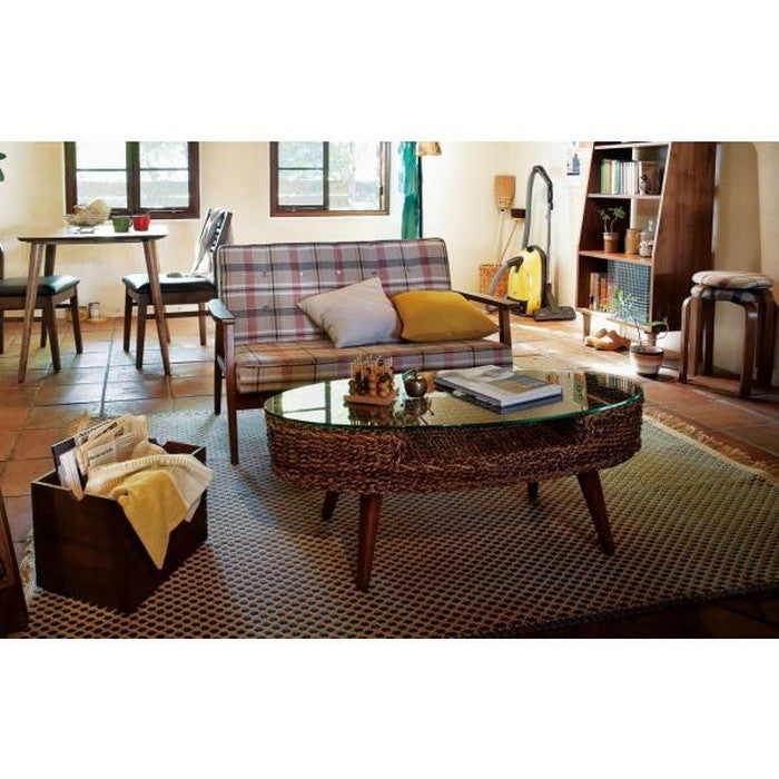 クラール オーバルテーブル ブラウン W105×D45×H40 azu-nrt-415の画像