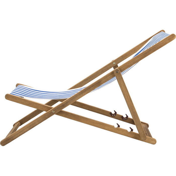 デッキチェア ブルー W60×D101/109.5/113×H73/80.5/87.5×SH34/37.5/40.5 折りたたみ時:W60×D134.5×H6 azu-nx-522の画像