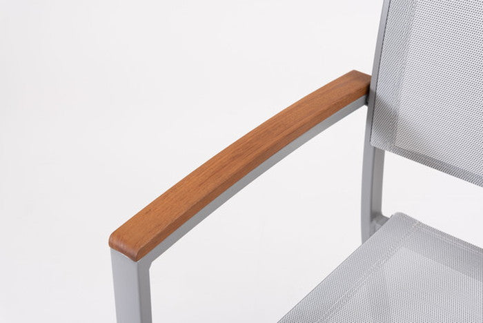 オリー チェア ブラック グレー W55×D57.5×H85×SH45 チェア 椅子 屋外 イス ガーデン ベランダ 積み重ね メッシュ生地 天然木 アルミ シンプル おしゃれ かわいい ブラック azu-ods-71の画像