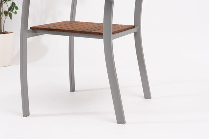 オリー チェア ブラック グレー W56×D56×H84×SH45 チェア イス 椅子 天然木 ガーデン 庭 屋外 テラス アルミ かわいい おしゃれ ブラック 黒 azu-ods-72の画像