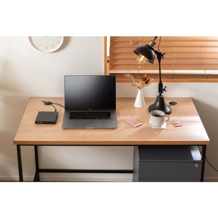 デスク ナチュラル W120×D60×H73.5 デスク パソコンデスク 120cm 学習机 勉強机 机 おしゃれ 木目調 ナチュラル スチール脚 オフィスデスク シンプルデスク テーブル 在宅勤務 テレワーク リモートワーク azu-of-02の画像