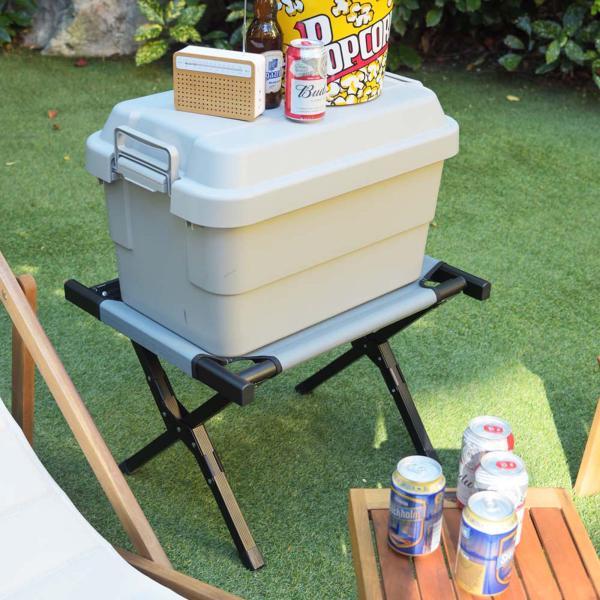 フォールディングラック&スツール ブラウン グレー W61×D50×H43 折りたたみ 折り畳み azu-olc-623の画像