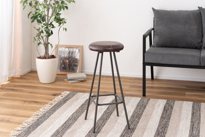 ハイスツール ブラウン W42×D42×H65 スツール ハイスツール 椅子 イス いす おしゃれ コーデュロイ スチール 軽量 軽い 丸型 丸椅子 円形 丸スツール カウンタースツール ラウンド アンティーク チェア モダン レザー 革 皮 ブラウン 茶色 ブラック 黒 azu-pc-19の画像