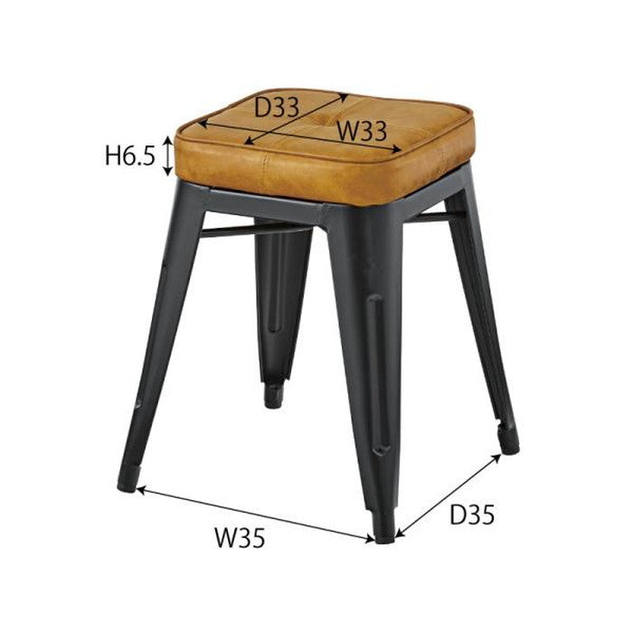 スツール ブラック ブラウン キャメル W41×D41×H48 azu-pc-251の画像