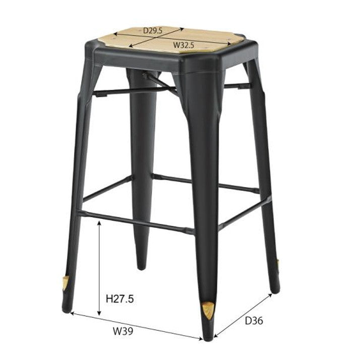 ハイスツール ブラック ホワイト W44×D42×H72 azu-pc-461の画像