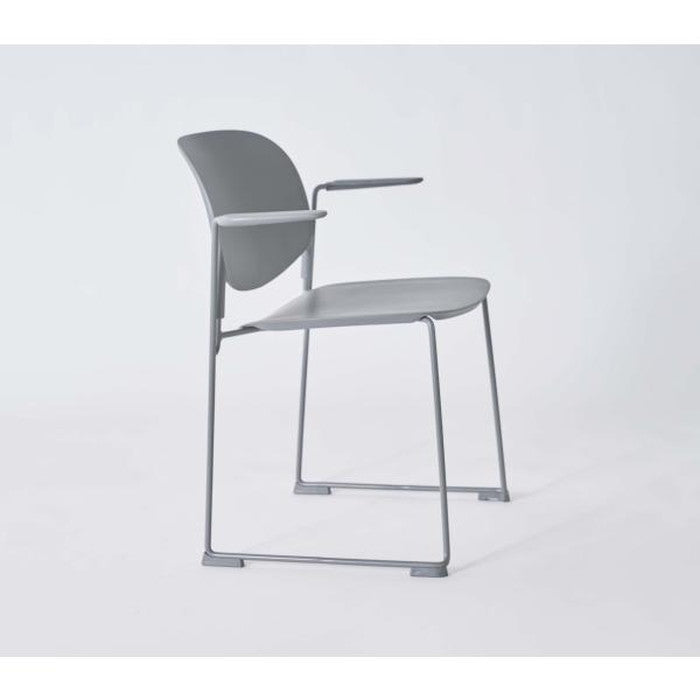 アームチェア ダイニング チェア グレー ホワイト W66×D56×H78.5×SH45.5 azu-pc-863の画像