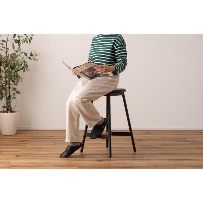 ハイスツール ブラック W41×D40×H64 スツール ハイスツール チェア 椅子 天然木 スチール まる 円座 円 円形 丸形 背もたれなし 来客用 シック モダン シンプル おしゃれ ブラック 黒 azu-pc-971の画像