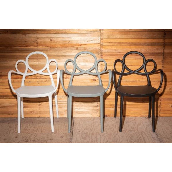 パルネ アームチェア ダイニング チェア ブラック グレー ホワイト W56.5×D53×H83.5×SH45 チェア ダイニングチェア 椅子 ダイニング リビング 食卓 曲線 個性的 おしゃれ 肘付き カフェ ポリプロピレン 軽量 持ち運び スタッキング可能 収納 お手入れ簡単 azu-pc-975の画像