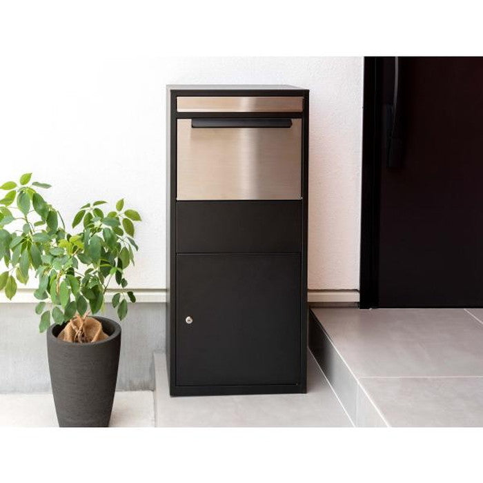 デリバリーボックス ブラック ホワイト W46.5×D37.5×H102.5 デリバリーボックス デリバリーBOX 宅配ボックス 宅配BOX ポスト ブラック 鍵付き ステンレス シンプル おしゃれ azu-pst-216の画像