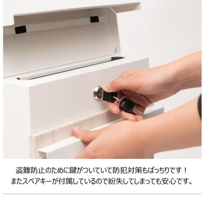 ポスト シルバー W35×D15×H36.5 ポスト 壁掛け 壁付け 壁面 ウォールポスト メールボックス おしゃれ スリム 薄型 薄い 薄め 鍵付き スチール ステンレス シンプル シルバー azu-pst-218の画像