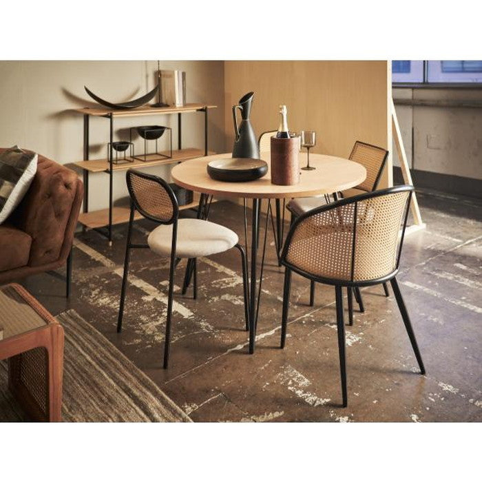 ダイニング テーブル ミックス ナチュラル W105×D105×H72 ダイニングテーブル 105×105 高さ72cm 幅105cm 奥行60cm スチール おしゃれ インダストリアル シンプル 丸 円 まる 円卓 ラウンド 正円 ミックス azu-pt-339の画像