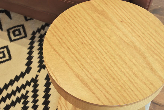 トレー サイドテーブル ナチュラル W40×D40×H49 サイドテーブル 収納付 モダン シンプル かわいい おしゃれ 木目調 天然木 シャープ ヴィンテージ ナイトテーブル テーブル 幅40センチ 丸テーブル 北欧 ラウンドテーブル ナチュラル azu-pt-617の画像