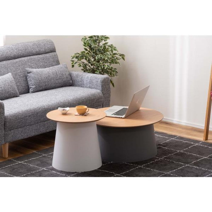 ラウンドテーブル S グレー ホワイト φ49×H42.5 円形 テーブル ラウンドテーブル 丸 ポリプロピレン サイドテーブル センターテーブル ナイトテーブル 室内 おしゃれ ホワイト グレー シンプル 異素材 azu-pt-990の画像