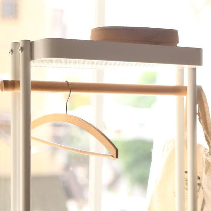 ハンガーワゴン グリーン ホワイト W50×D36×H156 ハンガーワゴン おしゃれ ワゴン シェルフ 北欧 コート掛け 玄関 幅50センチ アイアン モノトーン スリム コンパクト 洋服掛け 立て掛けハンガー タオルハンガー タオル掛け 省スペース 壁面収納 azu-pw-55の画像