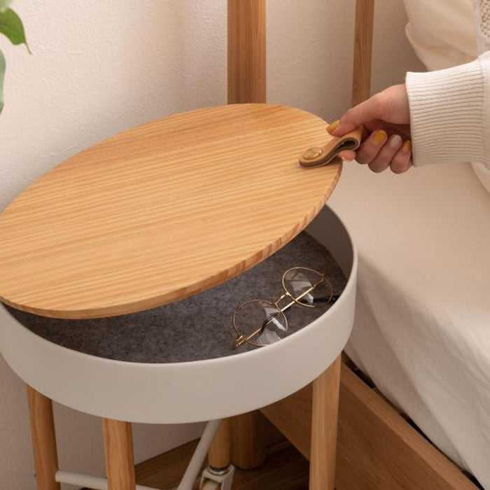 サイドテーブル グリーン グレー ホワイト W35×D35×H51.5 サイドテーブル テーブル おしゃれ 北欧 キャスター キャスター付き 収納 取っ手付き 木製 スチール ナイトテーブル ワゴン ベッドサイド ソファサイド ソファーサイド リビング 寝室 新生活 azu-pw-56の画像