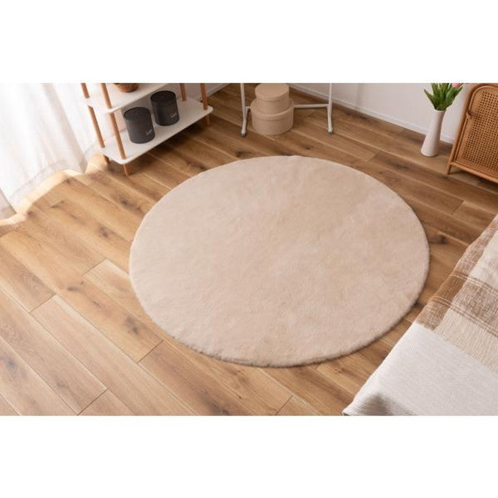 ラグ マット 約φ150 マット ふわふわ ファー やわらかい 直径150cm かわいい シンプル おしゃれ 北欧 韓国インテリア 丸 丸型 円 円形 azu-rg-19の画像
