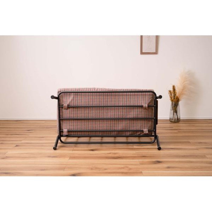 ソファ ソファー sofa ソファ ソファー sofa 2人掛 ベージュ グレー W110×D63×H75×SH38 ソファ ソファー 2人掛け 2人用 おしゃれ スチール パイプ 黒 ブラック 木肘 アーム付き 肘付き 肘掛け付き コンパクト レトロ チェック柄 ベージュ グレー azu-rkc-102の画像