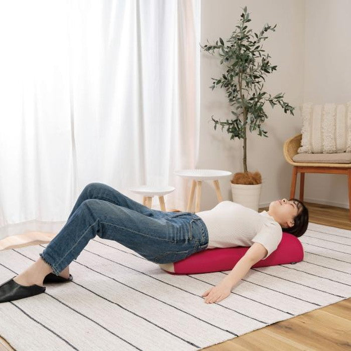 ルースンポールチェア ベージュ ブラウン ピンク W27×D48-75×H15-41×SH15 ストレッチ ヨガ 座椅子 座いす エクササイズ おしゃれ リクライニング リラックス メッシュ ピロー まくら 枕 ピンク ブラウン ベージュ azu-rkc-186の画像