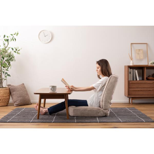 フロアチェア ベージュ ライトピンク W54×D64-81×H55-61×SH7 フロアチェア 耐摩耗性 撥水 撥水加工 ペット くすみカラー ニュアンスカラー ベージュ ペット対応 ペットハウス リクライニング 6段階 azu-rkc-188の画像