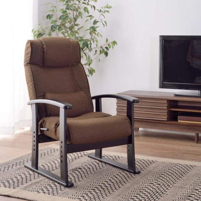 楽々チェア ブラウン グリーン グレー W58×D60-108×H99×SH31/34/37/40 ボリューム高座椅子 リクライニング 高さ調整可 腰楽チェア 健康チェア チェア レバー式 腰楽チェア お座敷チェア 父の日 敬老の日 ギフト グリーン ブラウン グレー azu-rkc-38の画像