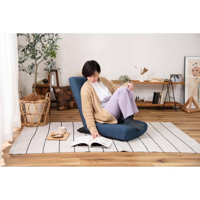 デイル フロアソファ グレー ネイビー W52×D70-118×H32-84×SH28 azu-rp-12の画像