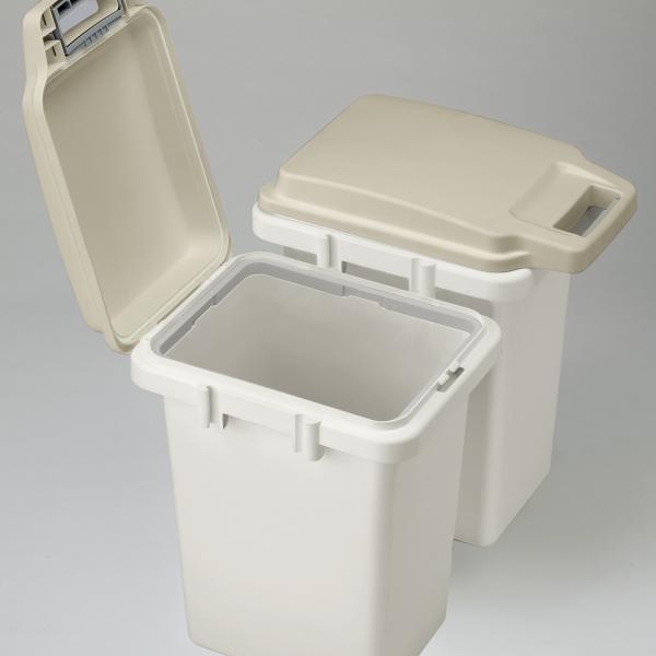 ワンハンドパッキンペール 45JS ベージュ W34.1×D45×H57.5 ゴミ箱 おしゃれ キッチン 45リットル 分別 フタ付き ダストボックス におい漏れ防止 におい パッキン 北欧 シンプル ホワイト azu-rsd-71の画像