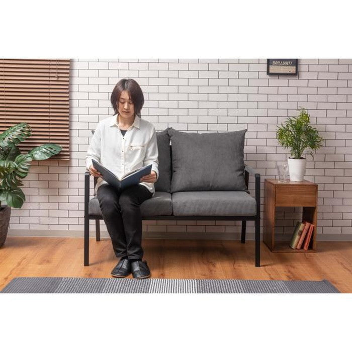 ソファ2P ベージュ グリーン グレー W115.5×D71×H88×SH44.5 2人掛けソファ ソファー おしゃれ スチール 黒 ブラック コーデュロイ 肘掛けあり アーム付き インダストリアル モダン シンプル グリーン ベージュ グレー azu-rto-462の画像