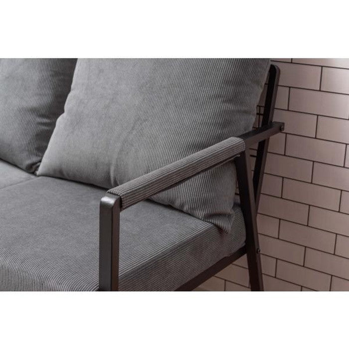 ソファ ソファー sofa 3P 3人掛 ベージュ グリーン グレー W170.5×D71×H88×SH44.5 3人掛けソファ ソファー おしゃれ スチール 黒 ブラック コーデュロイ 肘掛けあり アーム付き インダストリアル モダン シンプル ベージュ グリーン グレー azu-rto-463の画像