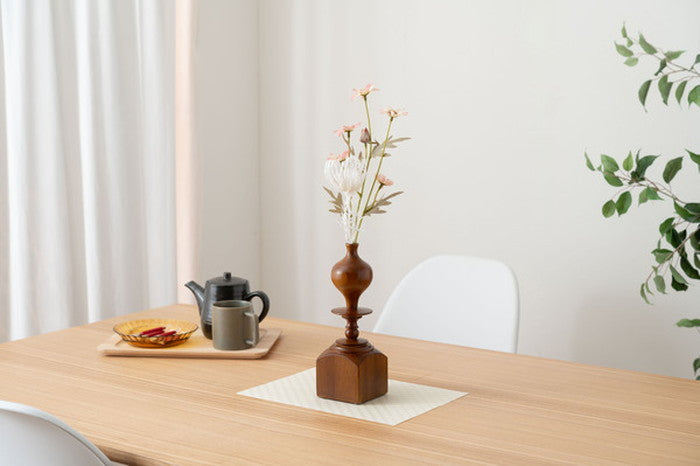 フラワーベース ブラック ブラウン ホワイト W8×D8×H23 フラワーベース ドライフラワー 観葉植物 花瓶 オブジェ 天然木 木製 コンパクト シック ひょうたん シンプル おしゃれ ブラック 黒 モダン azu-sly-21の画像