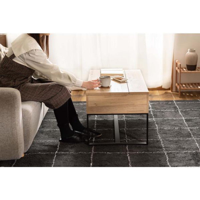 2WAY テーブル ナチュラル ブラウン W90×D50/74.5×H46/61 センターテーブル リビングテーブル 2WAY 収納 高さ調整 広々 ゆったり 一人暮らし リビング ソファ パソコン 作業 ブラウン ナチュラル azu-so-851の画像