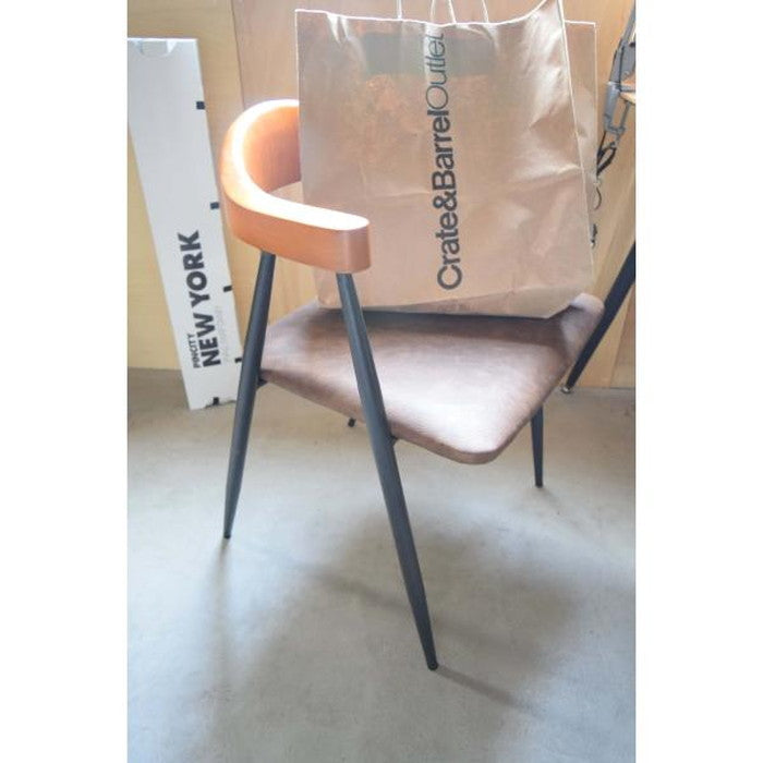 アームチェア ダイニング チェア ブラウン W56×D52.5×H73.5×SH44 azu-tec-63の画像