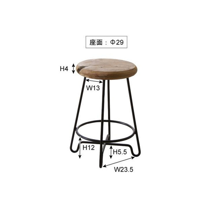 ラウンドスツール ブラウン W36×D36×H47 円形 azu-ttf-903bの画像