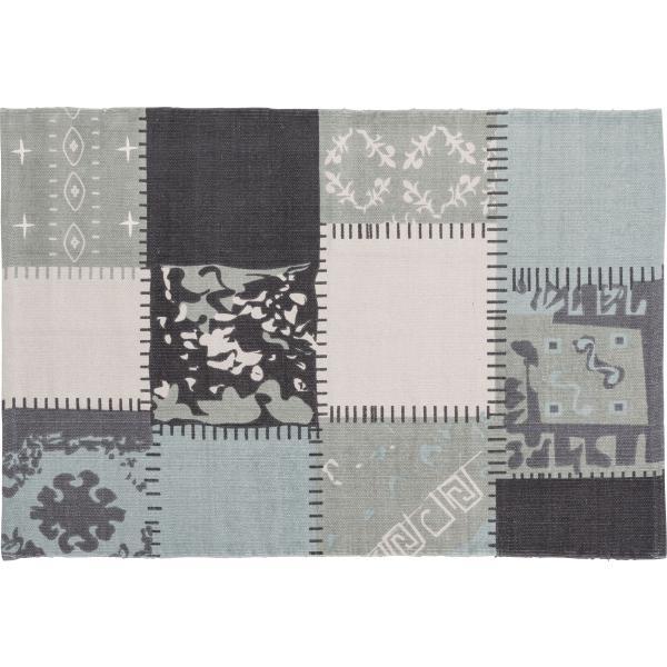 ラグ マット ベージュ ブルー グレー 約W90×D130 azu-ttr-131の画像