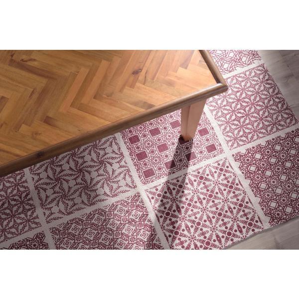 ラグ マット ベージュ レッド 約W130×D190 azu-ttr-146の画像