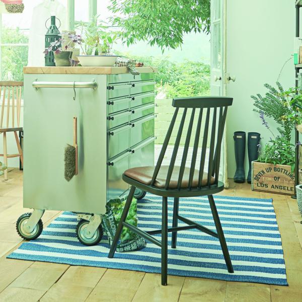 ラグ マット ブルー 約W130×D190 ラグマット 絨毯 ラグ マット 130×190cm 北欧 おしゃれ かわいい PVC シンプル ブルー ストライプ 屋外 アウトドア レジャーシート 洗える 水洗い可能 azu-ttr-177の画像