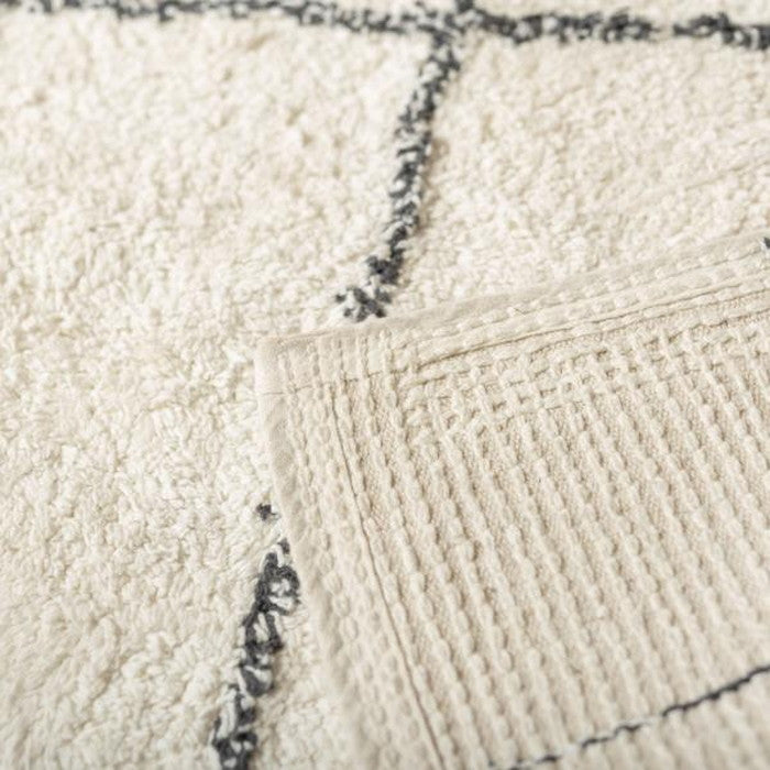 ラグ マット グレー アイボリー 約W185×D185 マット ラグ マット おしゃれ 185×185cm 2.3畳 正方形 コットン 北欧 ふわふわ チェック柄 ウィンドペン柄 シンプル グレー アイボリー azu-ttr-183の画像