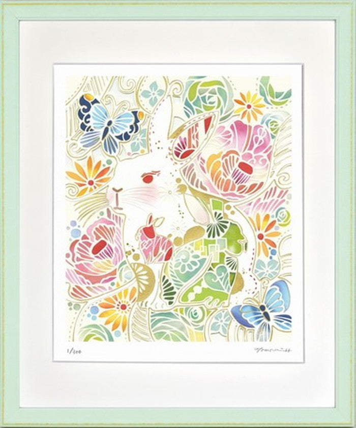 アートフレーム 平石 智美 うさぎ模様 375x452x27mm ZTH-61893 bic-7377059s1の画像