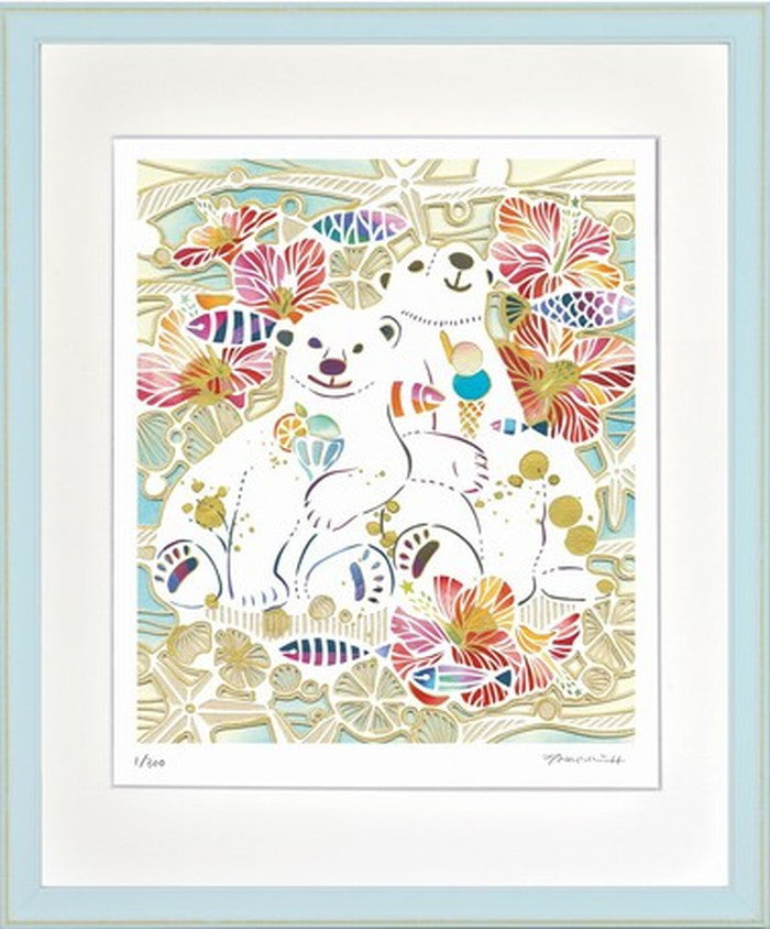 アートフレーム 平石 智美 しろくまの夏休み 375x452x27mm ZTH-61898 bic-7377064s1の画像