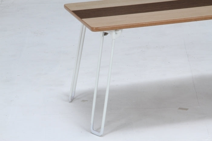 突板折畳ローテーブル ライン 8040 ナチュラル/ブラウン fj-10496の画像