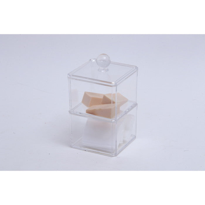 PSコスメ収納 蓋つき小物入れ2段 クリア 95 ×95 ×160 fj-14378の画像