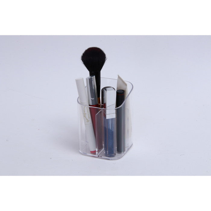 PSコスメ収納 3仕切リブラシスタンド クリア 82 ×82 ×115 fj-14385の画像