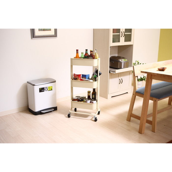 キッチンワゴン バスケット3段 スリム アイボリー LX-0309S fj-14717の画像