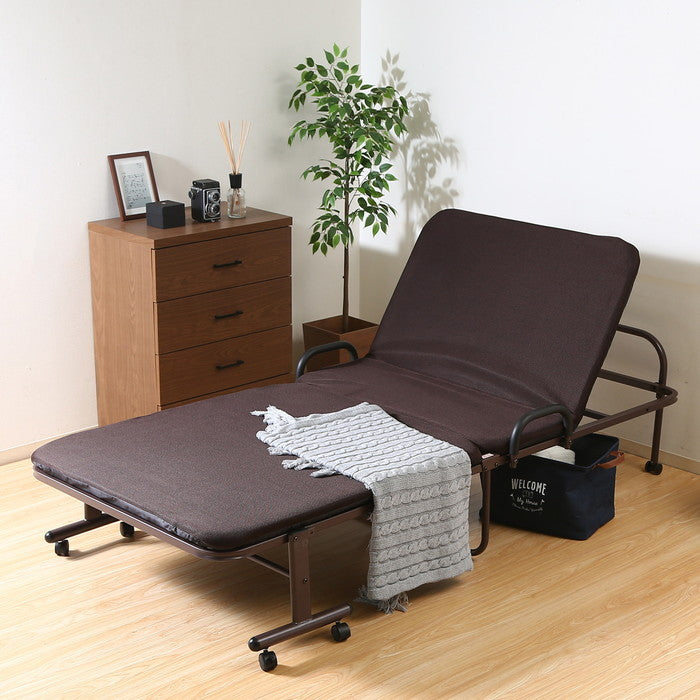 ワンタッチベッド フリーロック42段 高床タイプ ブラウン 975×2070×500 fj-14739の画像