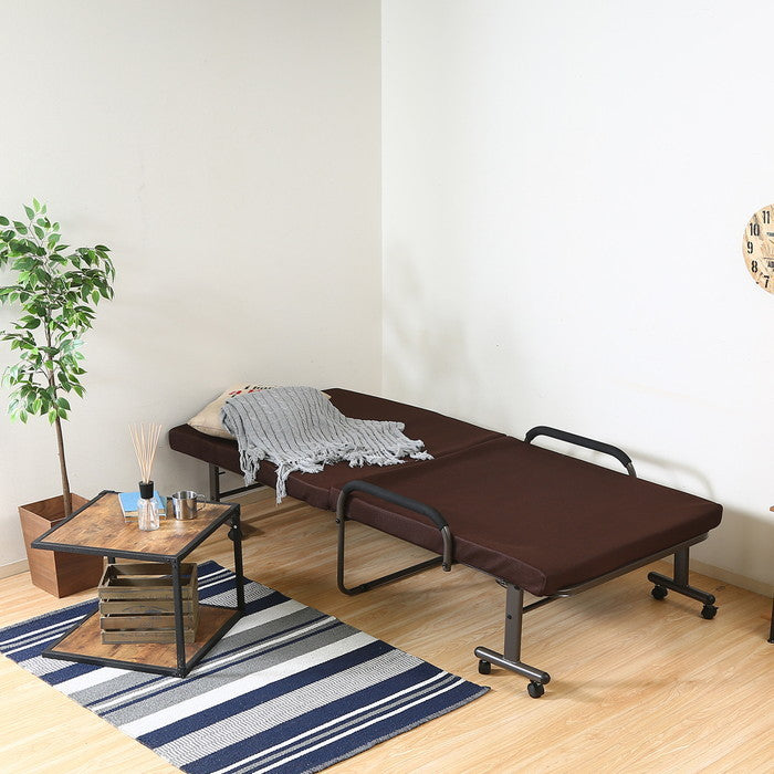 低反発折リタタミベッドフリーロック42段 高床 ブラウン 960×2000×500 fj-14743の画像