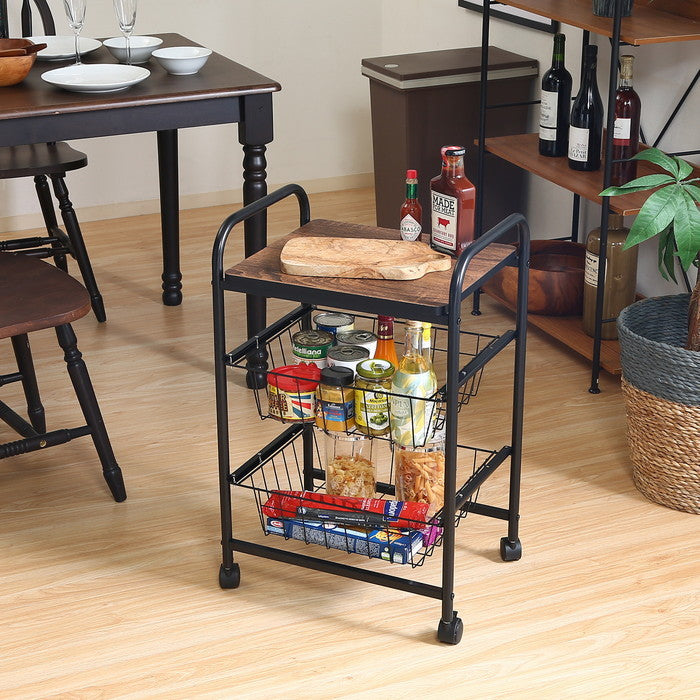 キッチンワゴン FBC-01-1 BK/BR 450×355×695 fj-15420の画像