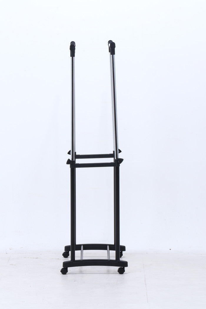 パイプダブルハンガー 4644-A0-BK 14200 ブラック 幅750×奥行430×高さ895?1470mm fj-15540の画像