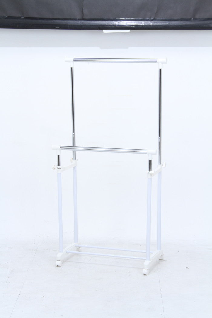 パイプダブルハンガー 4644-A0-WH 14202 ホワイト 幅750×奥行430×高さ895?1470mm fj-15542の画像