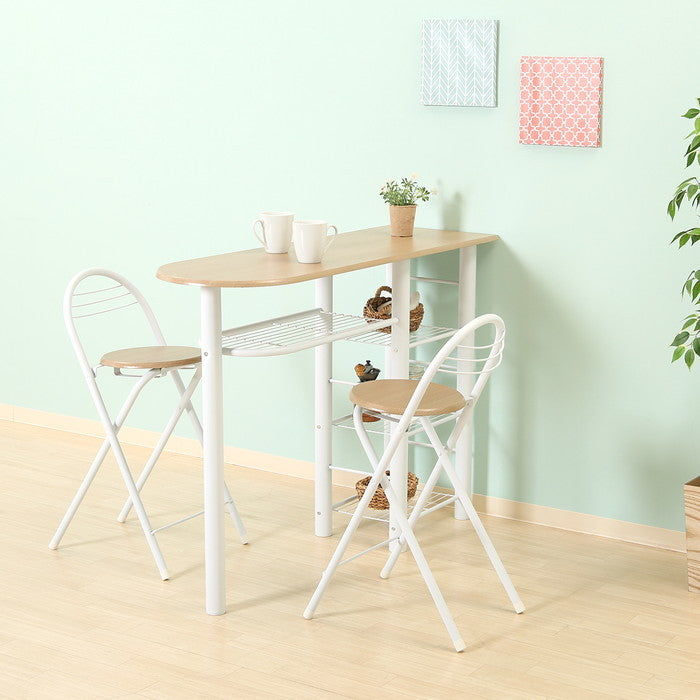 カウンターテーブルチェアセット3点WH 95246 ホワイト 1200×400×875 fj-19362の画像