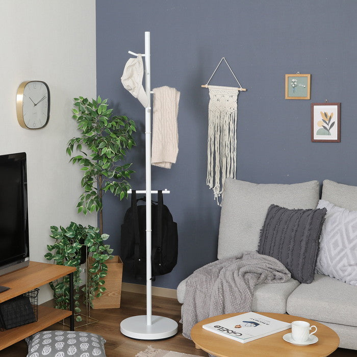 リュックが掛けられるポールハンガー ホワイト マットホワイト 幅335×奥行335×高さ1720 fj-27954の画像